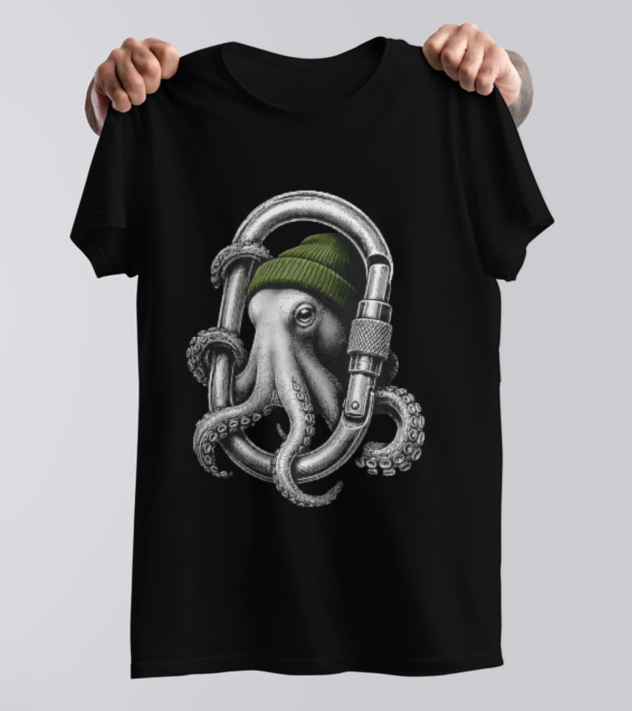 Octopus With Beanie Inside Carabiner T-Shirt