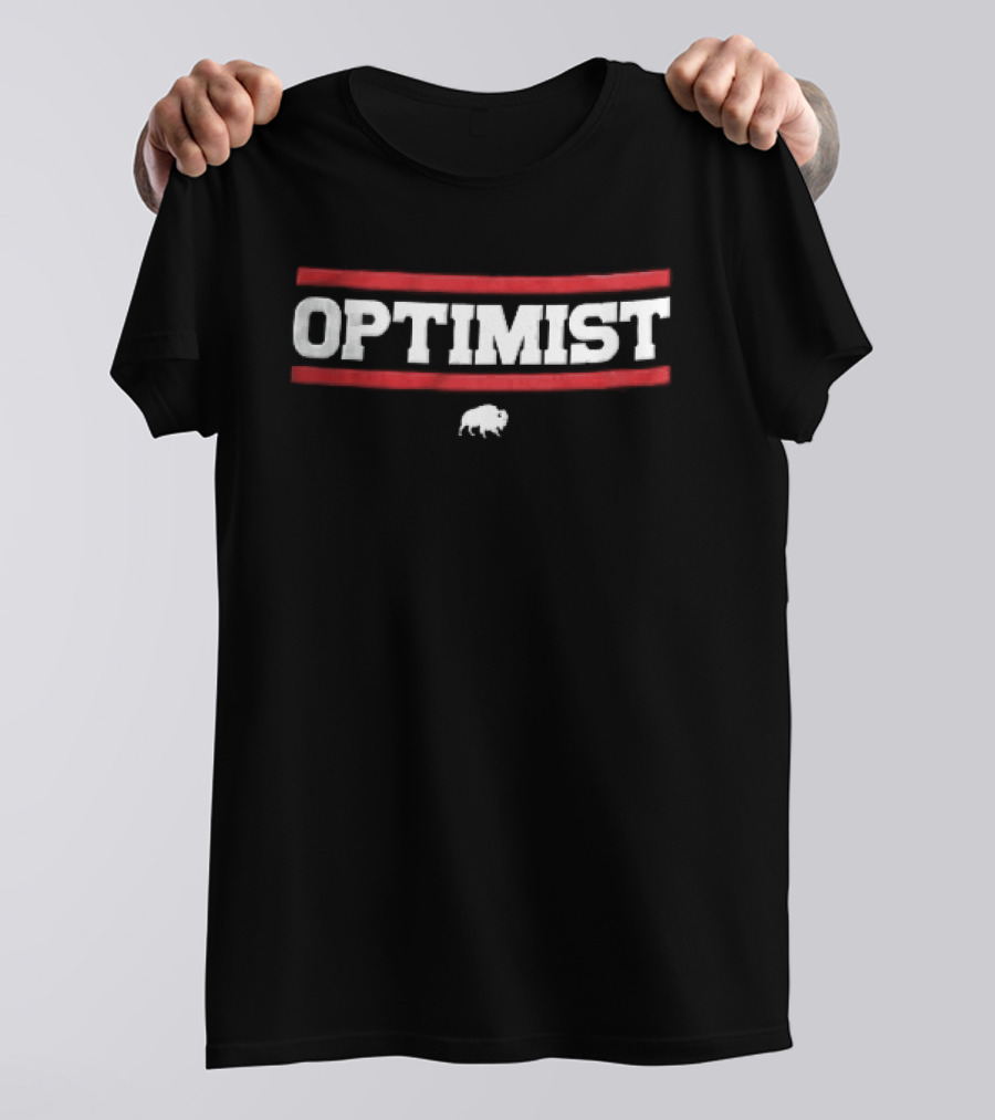 Optimist Bison Bold Red Lines White T-Shirt