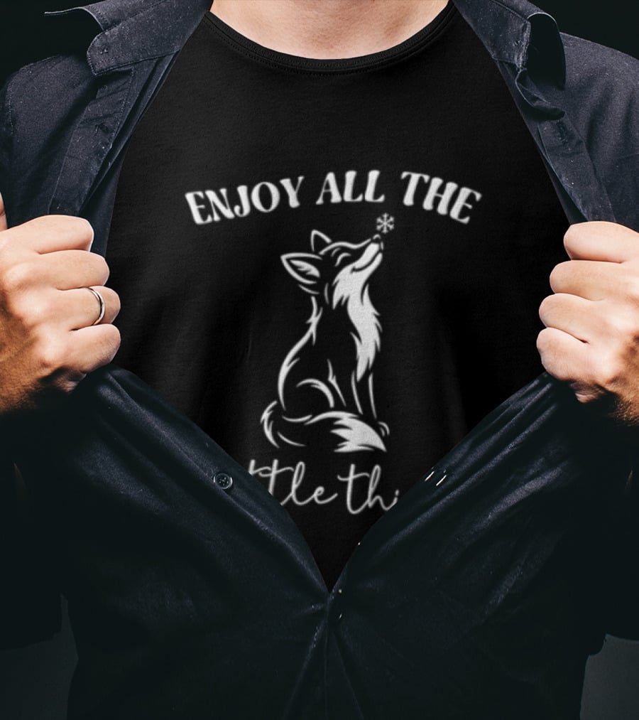 Wolf Enjoy All The Little Things Wording With Howling T-Shirt