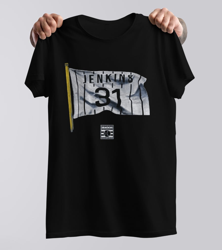 Wrigley Field Jenkins 31 Flag National Baseball Hall Of Fame T-Shirt