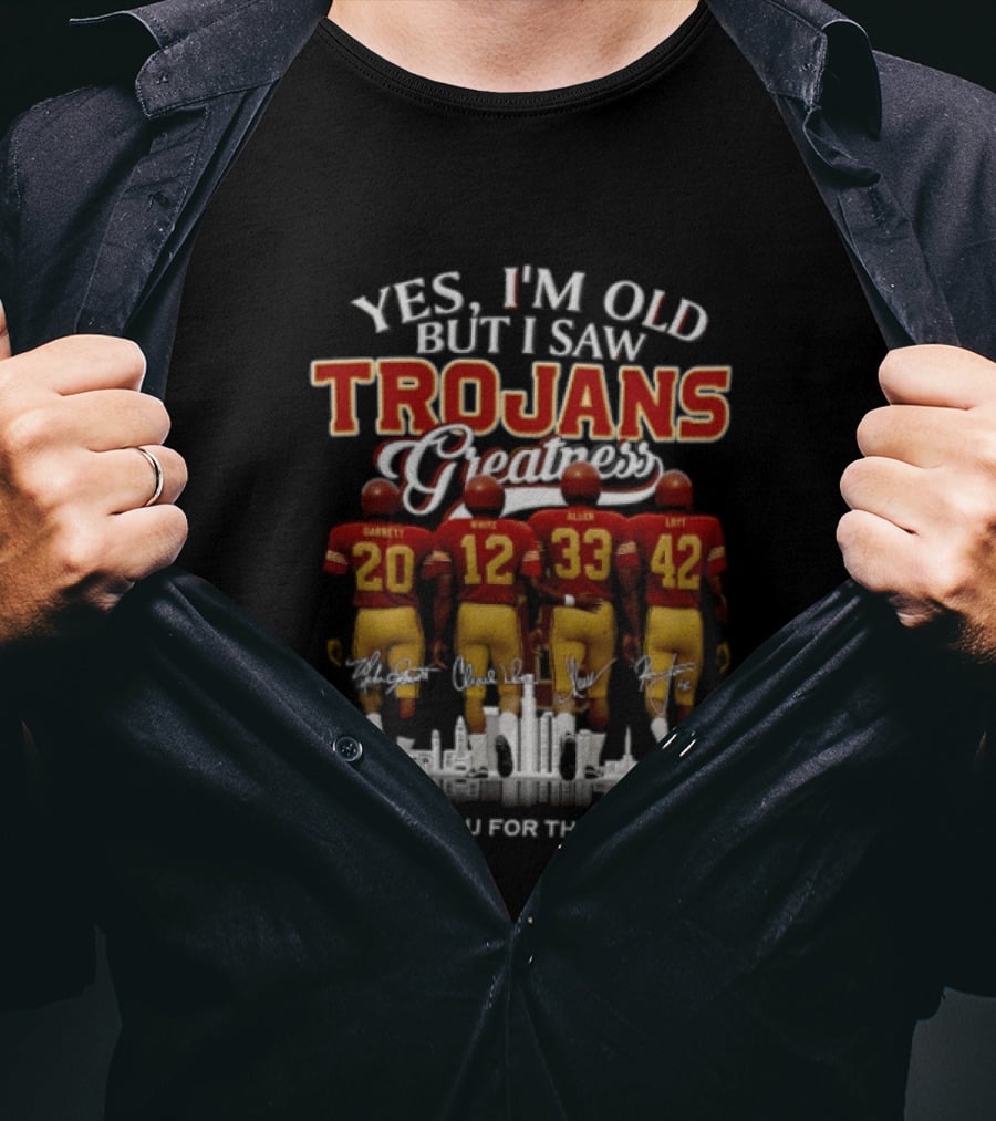 Yes I'm Old But I Saw Greatness Trojans Thank You For The Memories Garrett White Allen Loft T-Shirt