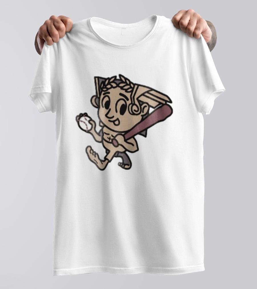 Baseball Player Running With Bat In Hand Cartoon T-Shirt
