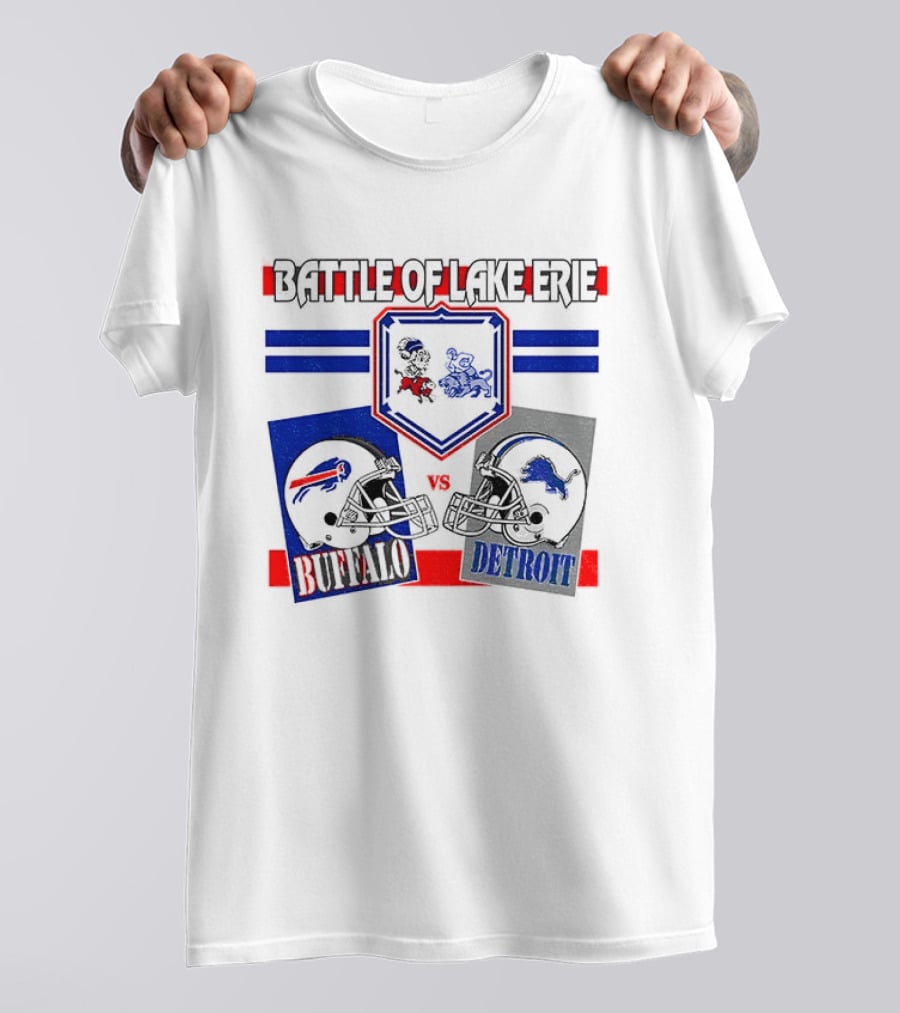 Battle Of Lake Erie Buffalo And Detroit Football Helmets T-Shirt