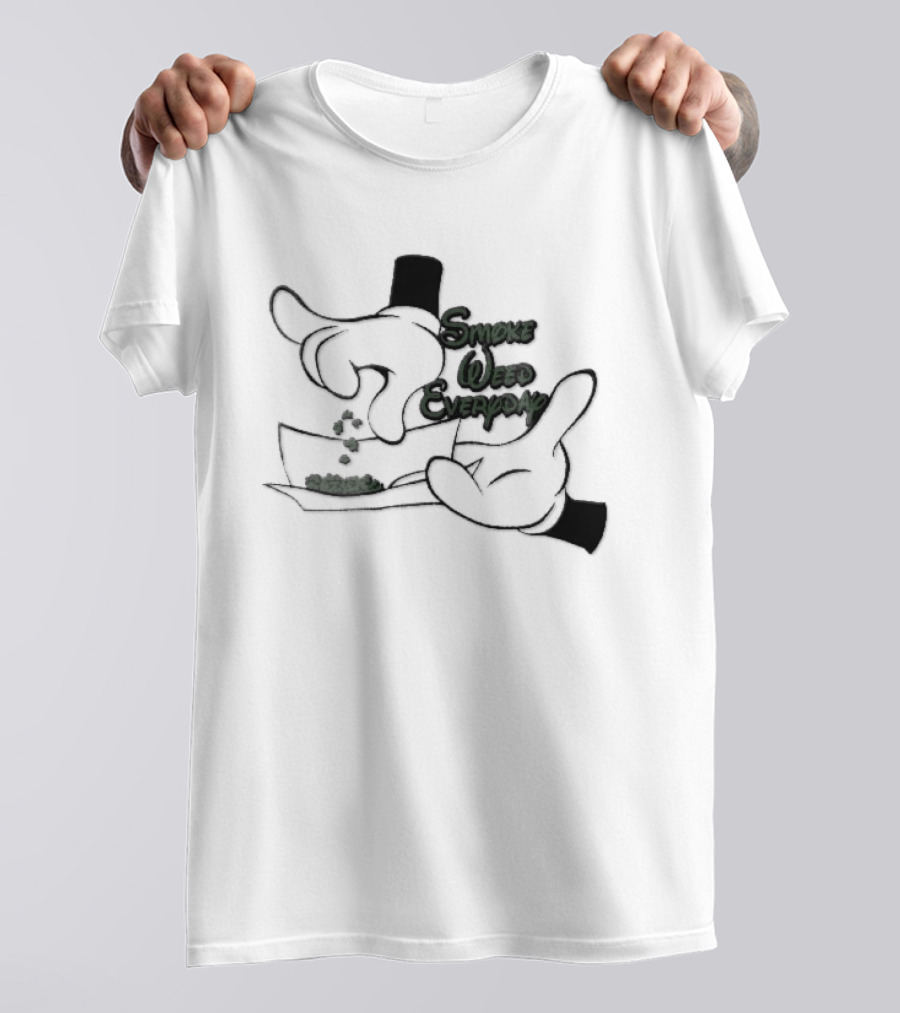 Cartoon Smoke Weed Everyday Gloved Hands Rolling Paper T-Shirt