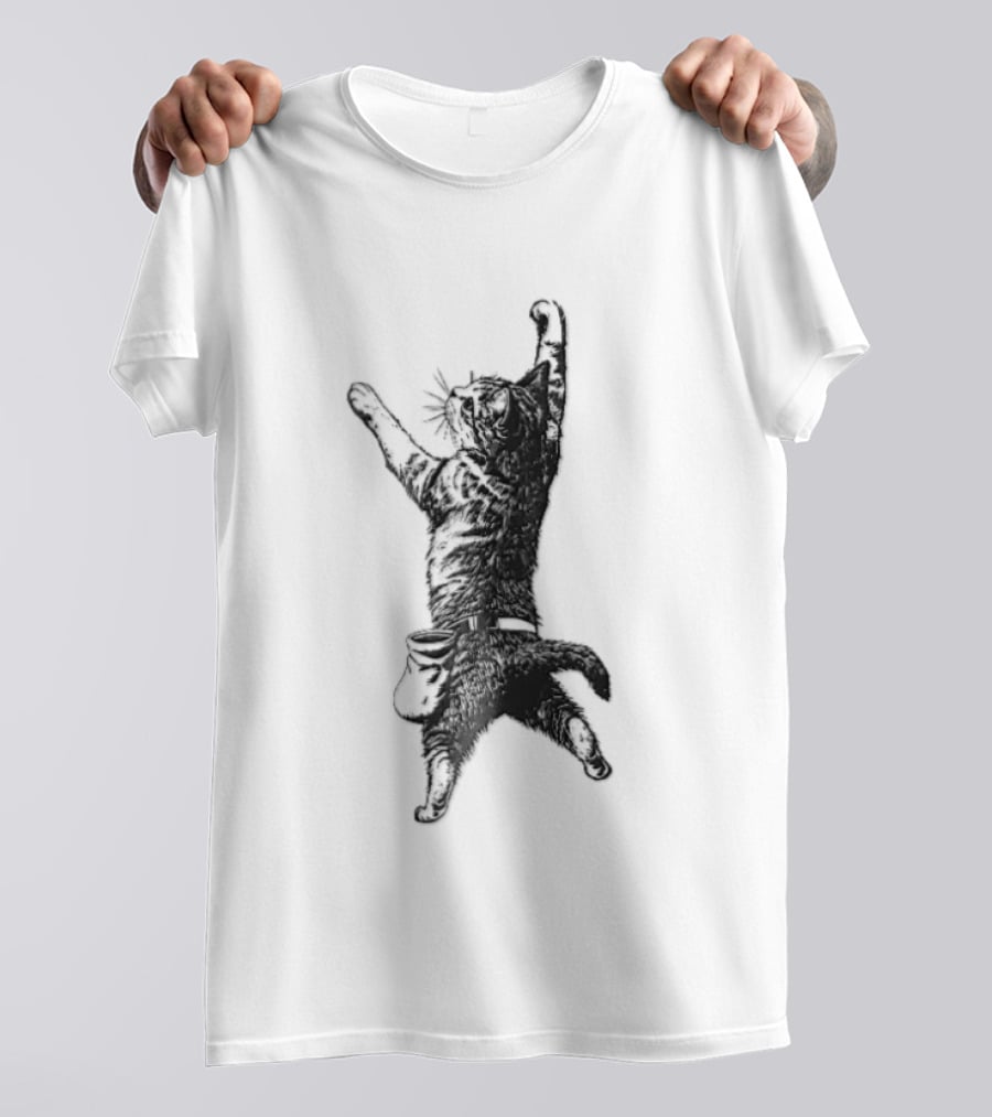 Cat Climbing Adventure With Chalk Bag T-Shirt