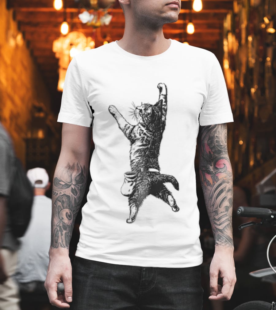 Cat Climbing Adventure With Chalk Bag T-Shirt