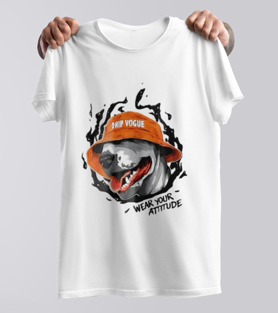 Drip Vogue Wear Your Attitude Dog Bucket Hat Trendy T-Shirt