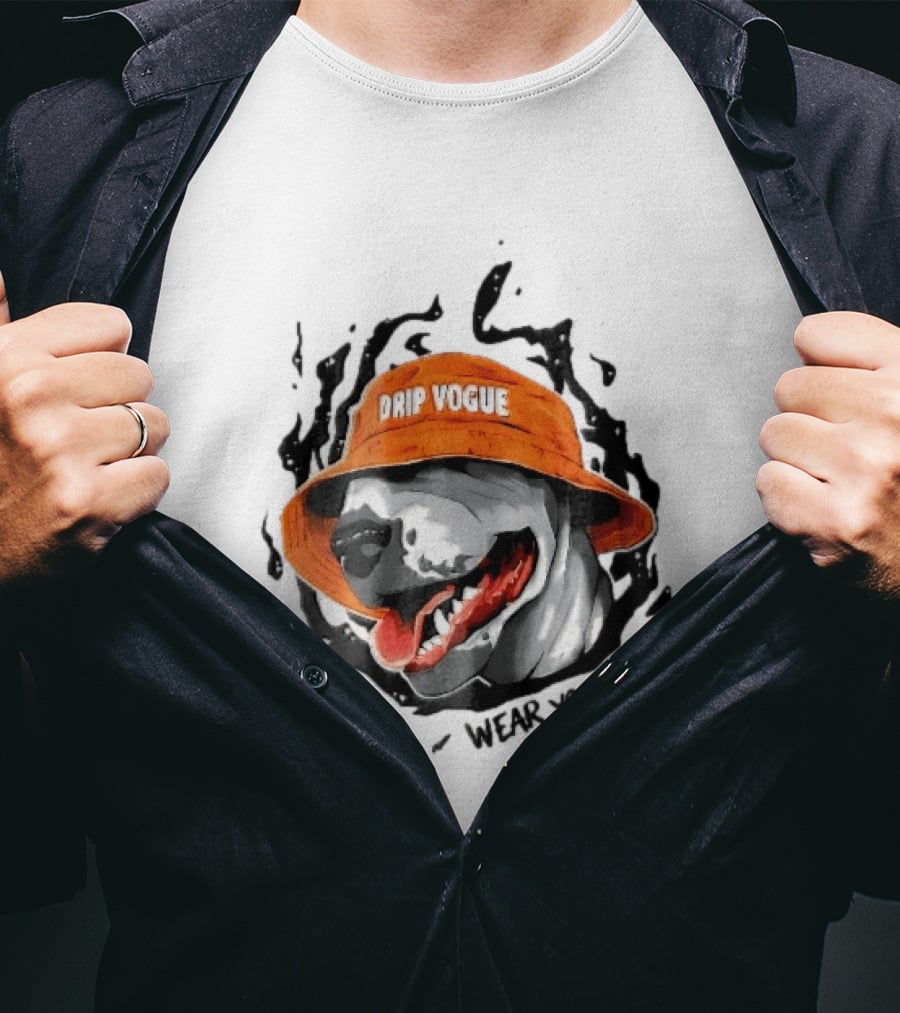 Drip Vogue Wear Your Attitude Dog Bucket Hat Trendy T-Shirt