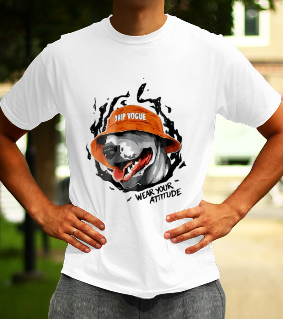 Drip Vogue Wear Your Attitude Dog Bucket Hat Trendy T-Shirt
