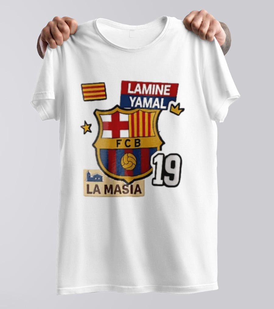 FC Barcelona FCB Lamine Yamal La Masia Number 19 Crown Flag T-Shirt