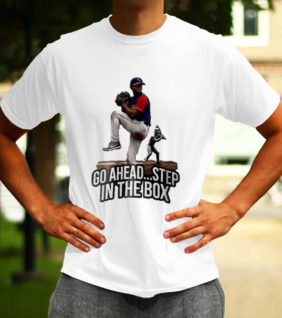 Go Ahead Step In The Box Baseball Pitcher And Batter Challenge T-Shirt