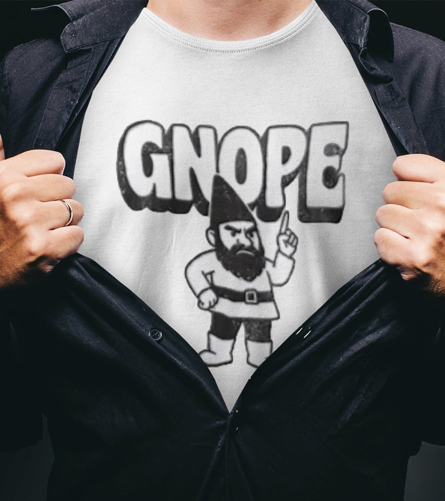 Grumpy Gnome Gnope Finger Wagging Humor T-Shirt