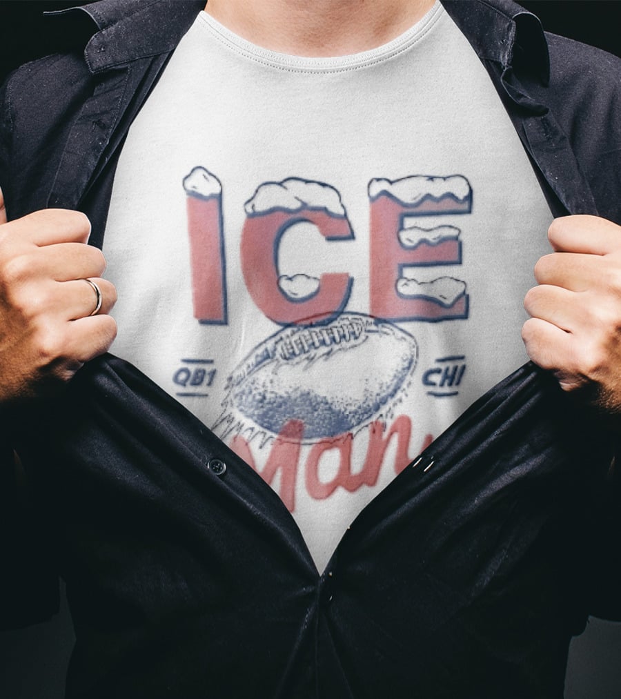 Ice Man QB1 CHI Football Sports Bold Red And Blue T-Shirt