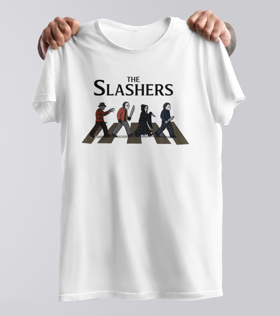 The Slashers Halloween Movie Michael Myers Ghostface Jason Voorhees Freddy Krueger Abbey Road T-Shirt