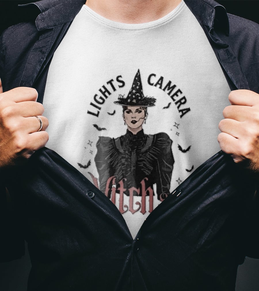 Lights Camera Witch Smile Horror Movie Halloween Magic T-Shirt