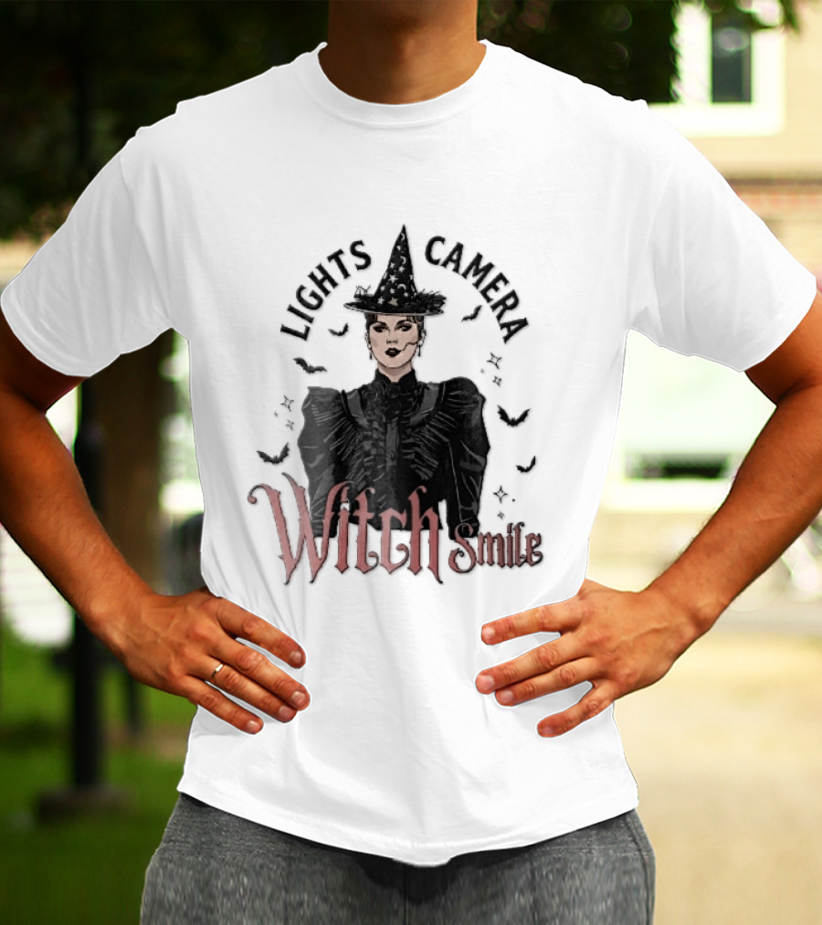 Lights Camera Witch Smile Horror Movie Halloween Magic T-Shirt