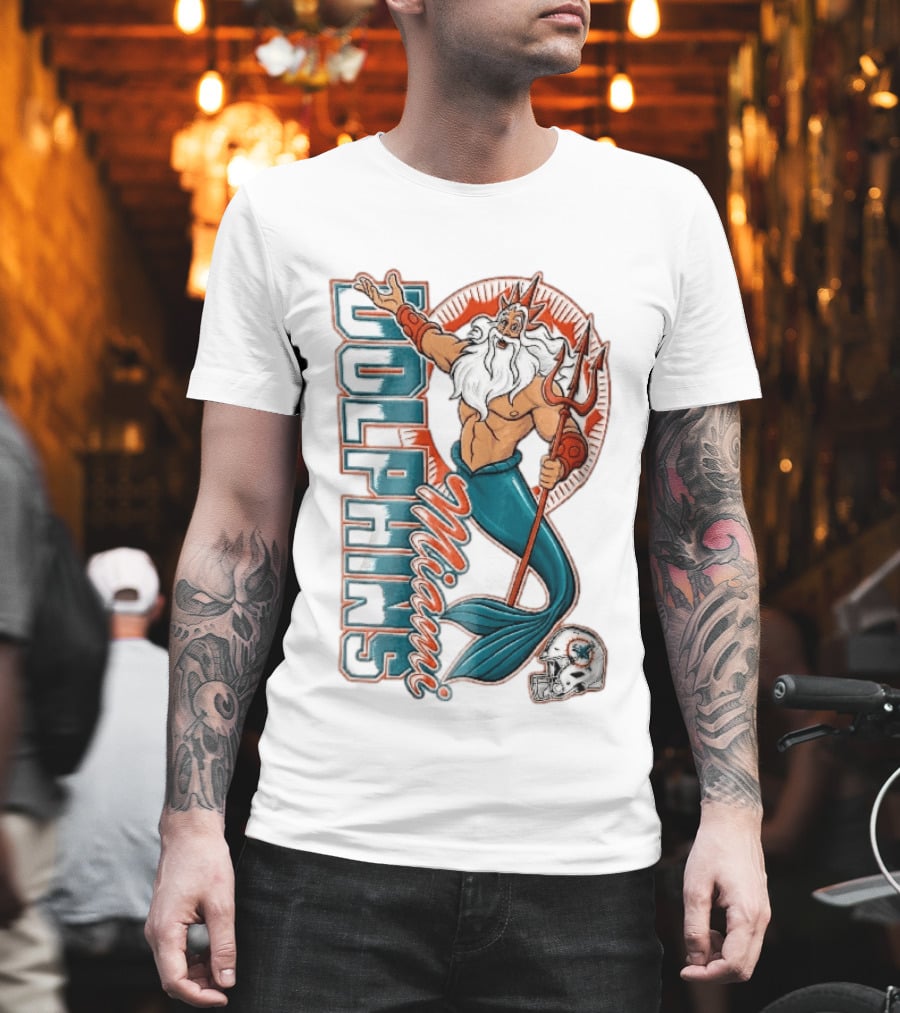 Miami Dolphins Poseidon Merman Trident Retro Sports Team T-Shirt