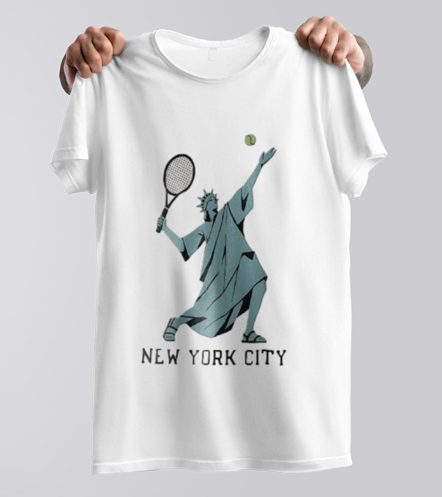 New York City Statue Of Liberty Playing Tennis T-Shirt