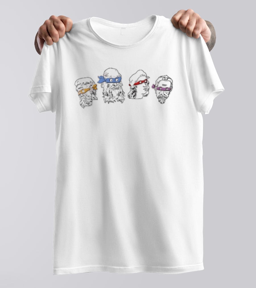 Renaissance Sculpture Meets Ninja Turtle Masks Faces Fusion T-Shirt