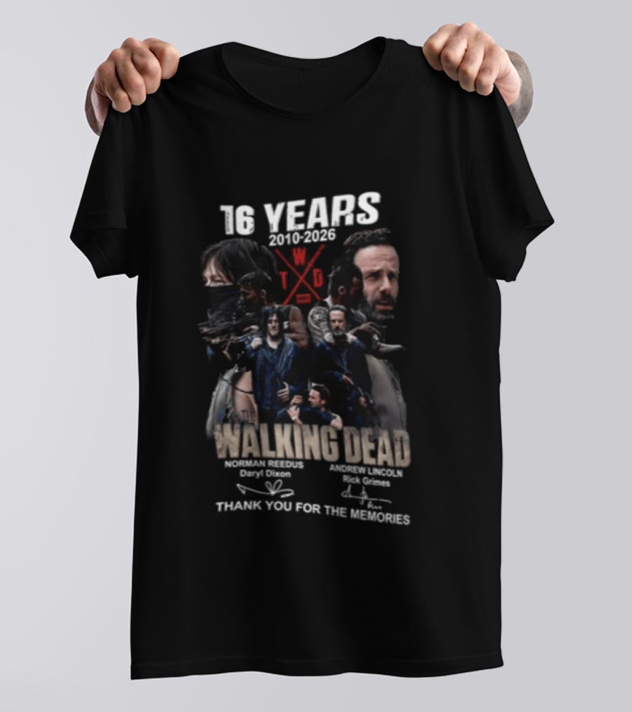 16 Years 2010 2026 The Walking Dead Daryl And Rick Thank You For The Memories T-Shirt