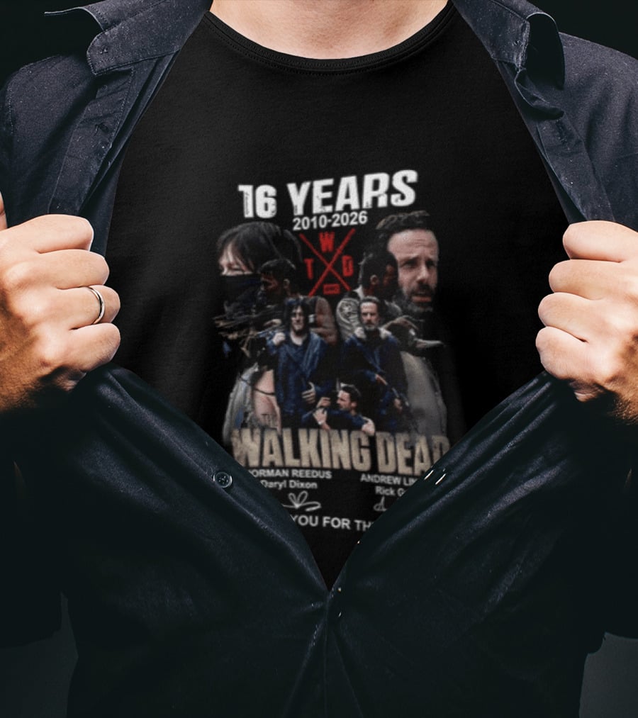 16 Years 2010 2026 The Walking Dead Daryl And Rick Thank You For The Memories T-Shirt