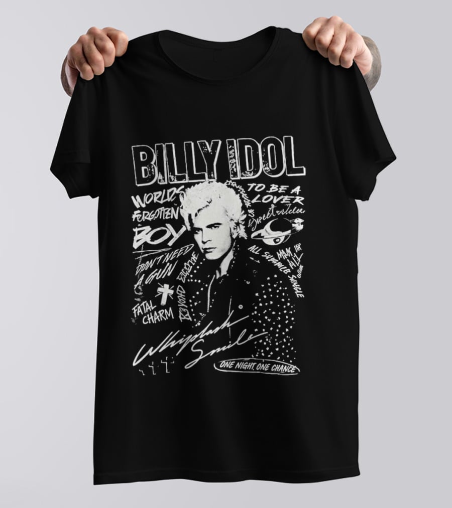 Billy Idol Whiplash Smile White Punk Print T-Shirt
