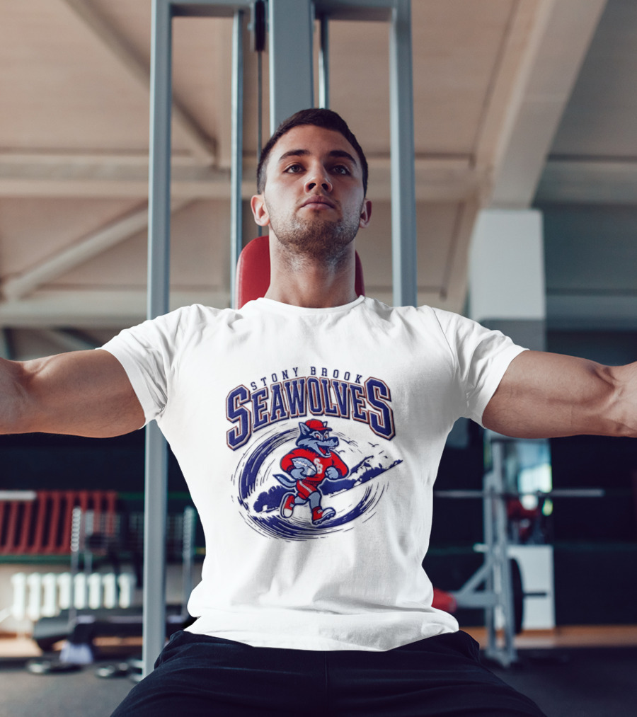 Stony Brook Seawolves Mascot Football Sportswear T-Shirt