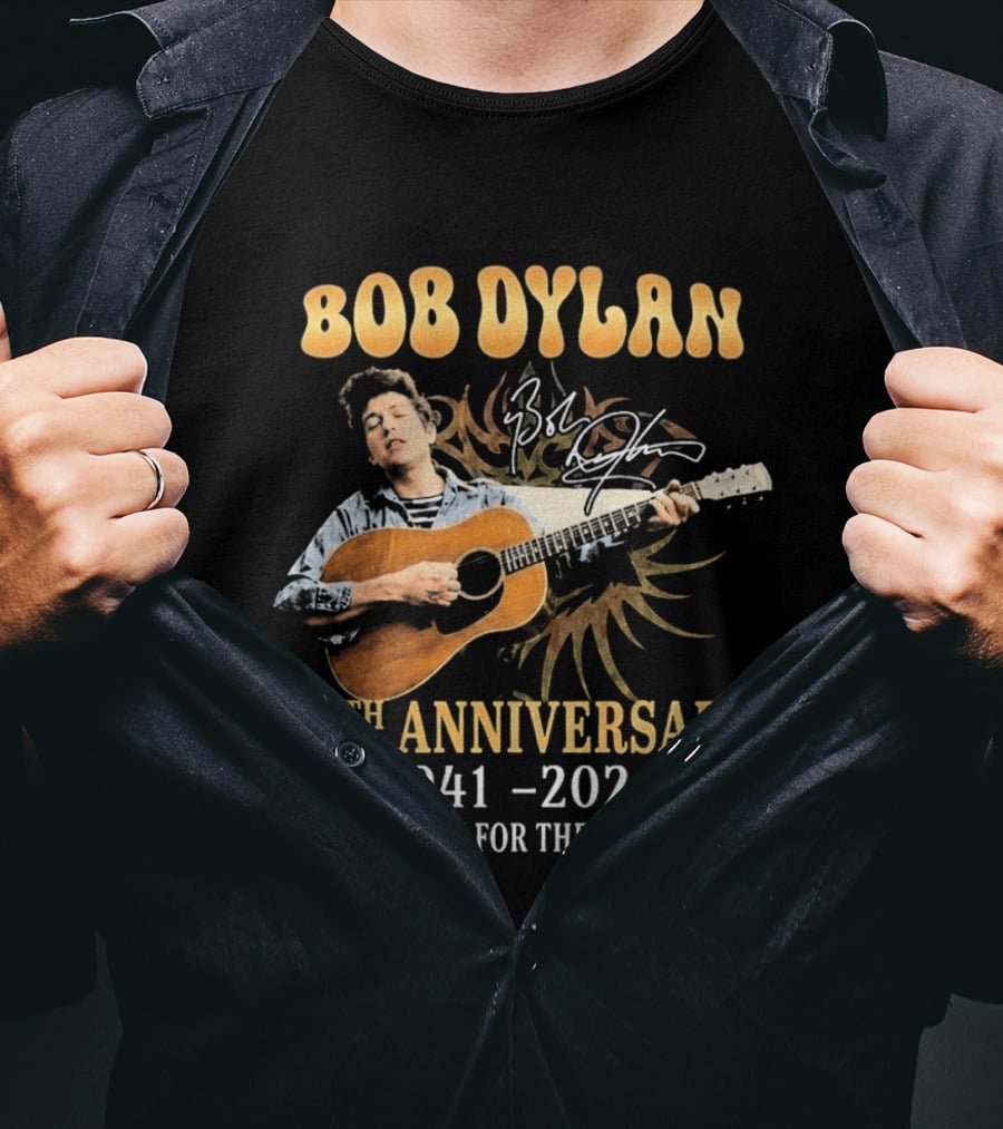 Bob Dylan 85th Anniversary 1941 2026 Thank You For The Memories Guitar T-Shirt