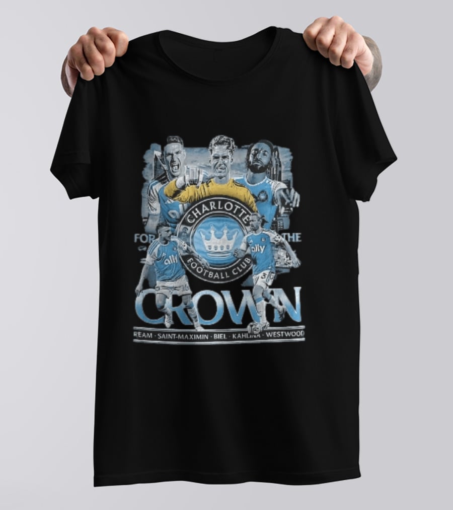 Charlotte Football Club Crown Ream Saint Maximin Biel Kahlina Westwood Players Celebrating T-Shirt
