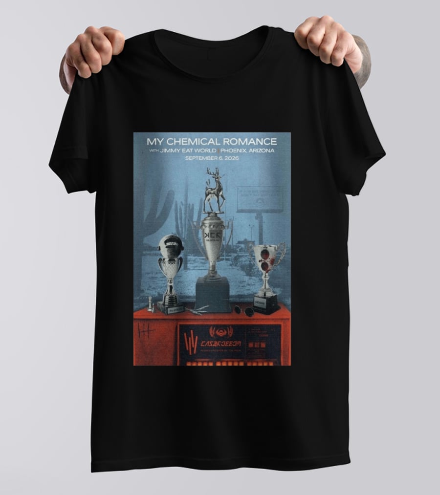 My Chemical Romance With Jimmy Eat World Phoenix Arizona September 6 2026 Trophy T-Shirt