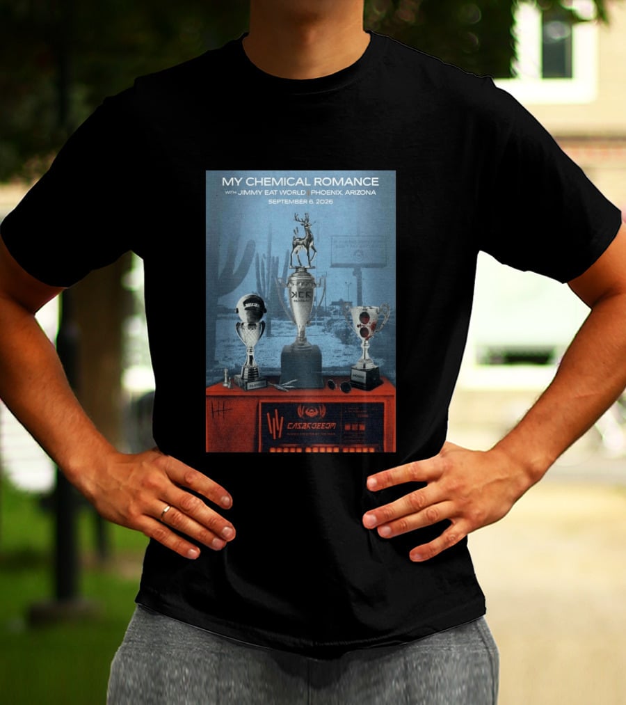 My Chemical Romance With Jimmy Eat World Phoenix Arizona September 6 2026 Trophy T-Shirt