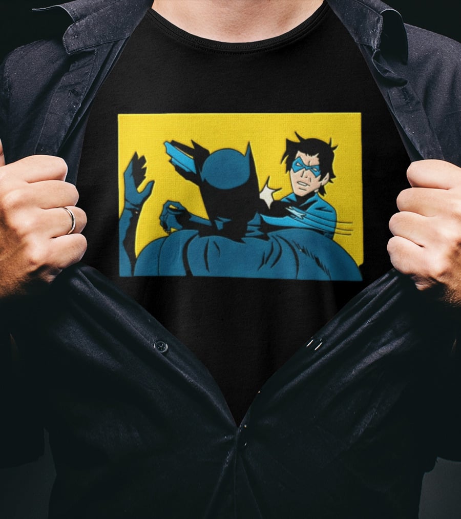 Nightwing Slapping Batman Meme Comic Panel Yellow T-Shirt