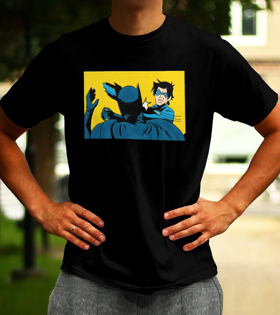 Nightwing Slapping Batman Meme Comic Panel Yellow T-Shirt