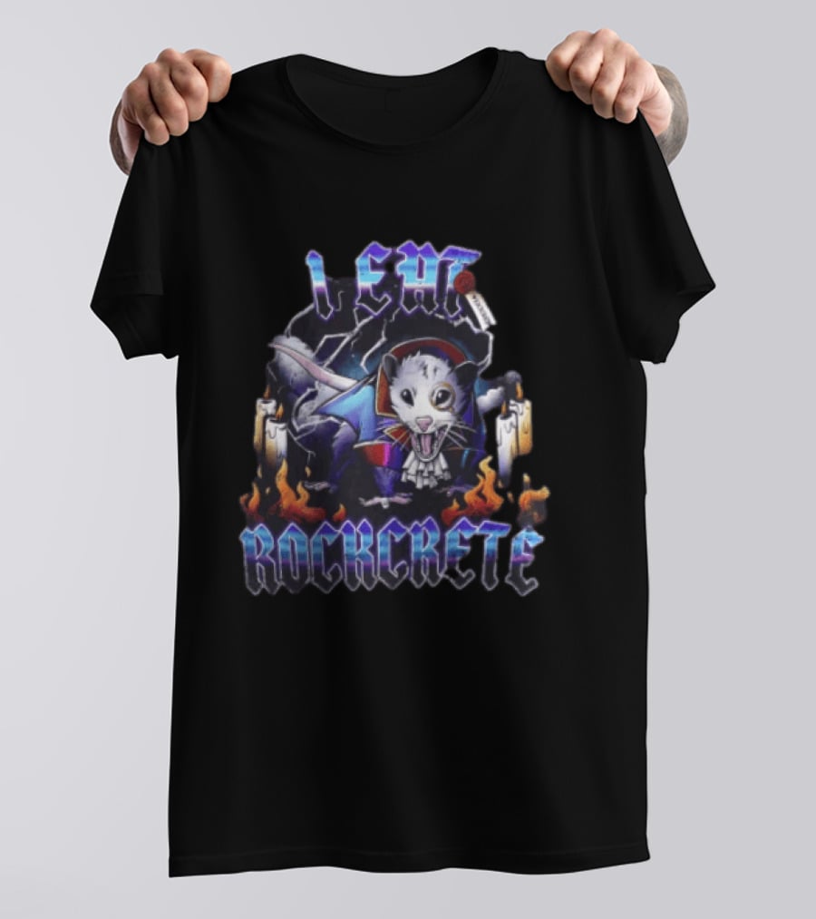 I Eat Rockcrete Possum Gothic Style With Candles And Flames T-Shirt