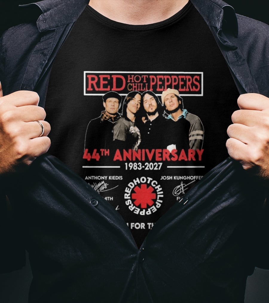Red Hot Chili Peppers 44th Anniversary 1983 2027 Signatures Anthony Kiedis Chad Smith Flea Josh Klinghoffer Thank You For The Memories T-Shirt