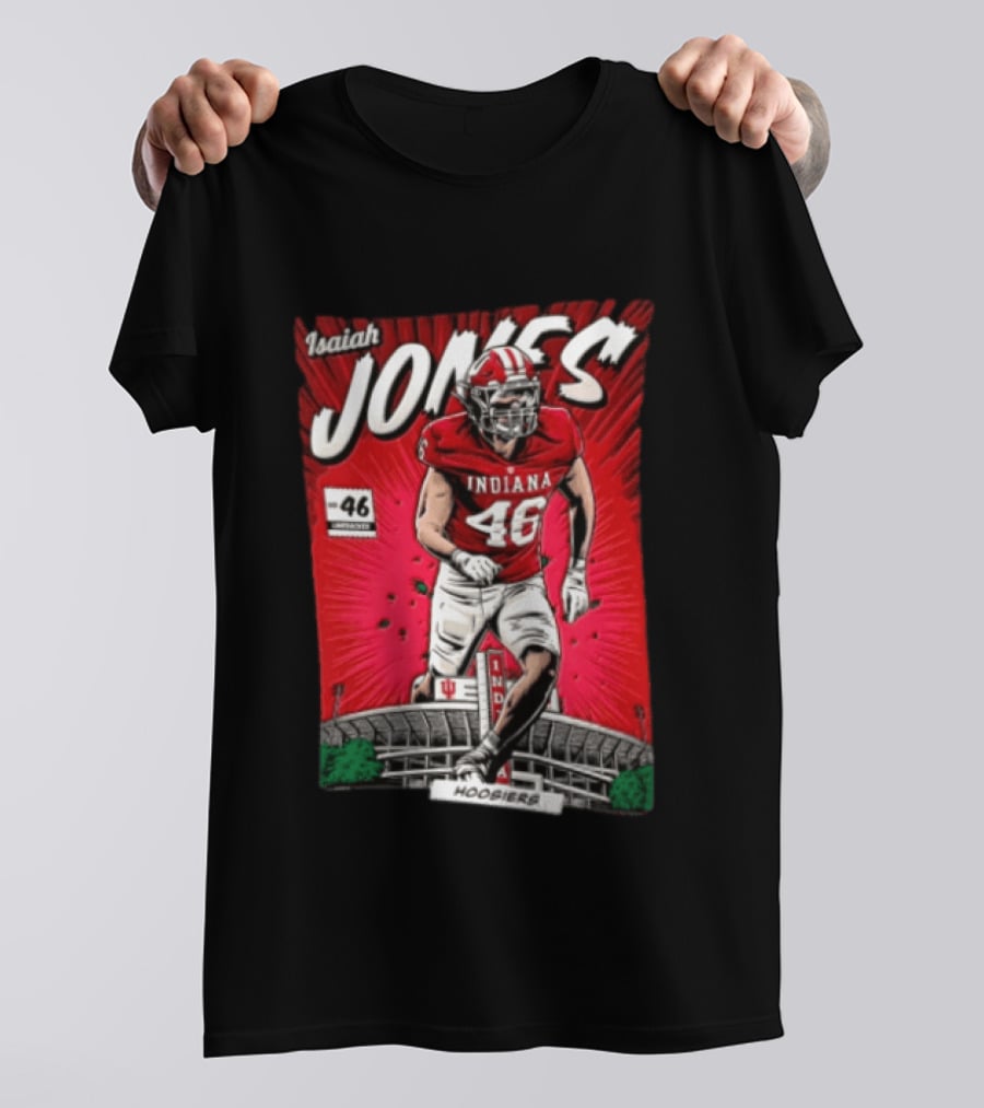 Indiana Hoosiers #46 Isaiah Jones Comic Stadium Edition T-Shirt