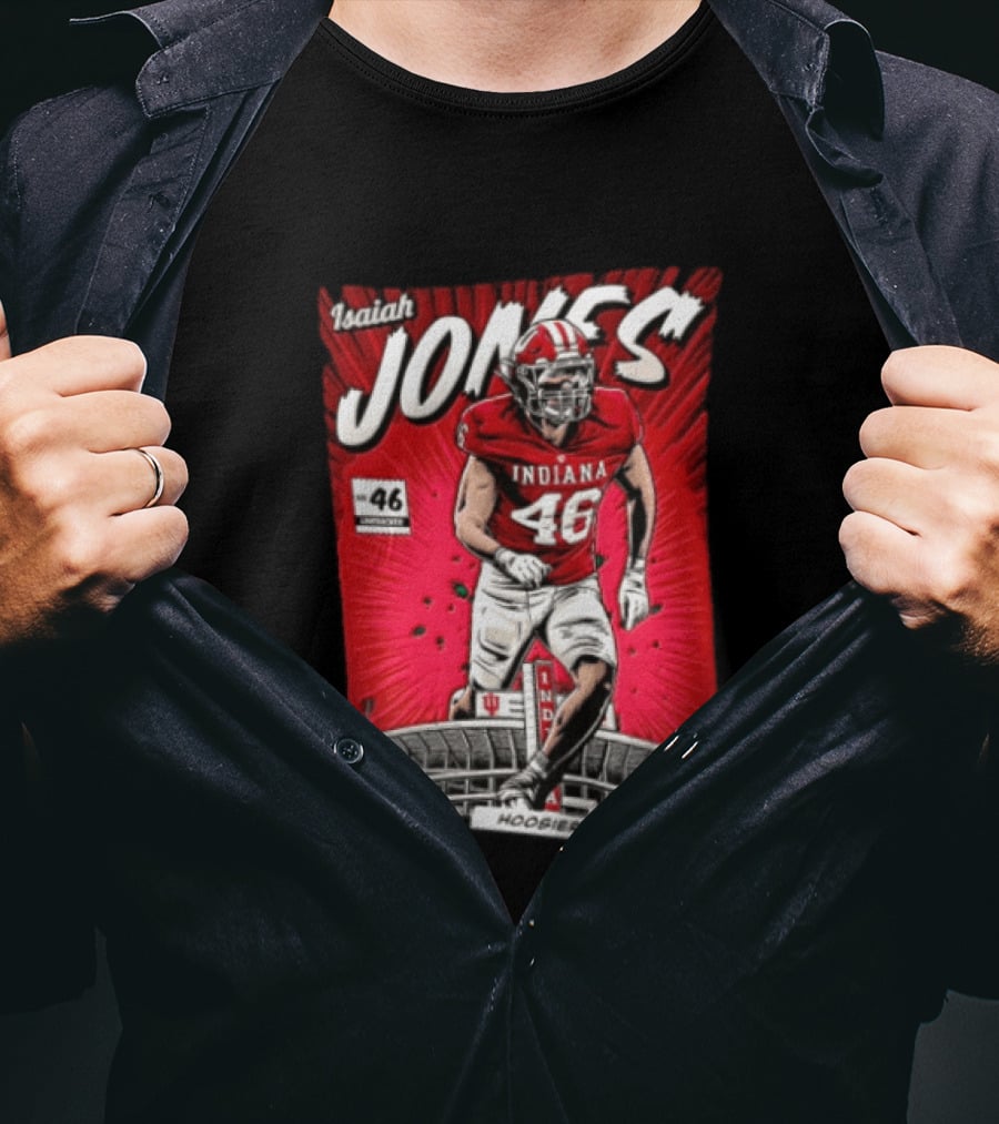 Indiana Hoosiers #46 Isaiah Jones Comic Stadium Edition T-Shirt