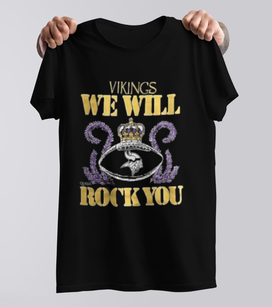 Vikings We Will Rock You Crown Football Laurel T-Shirt