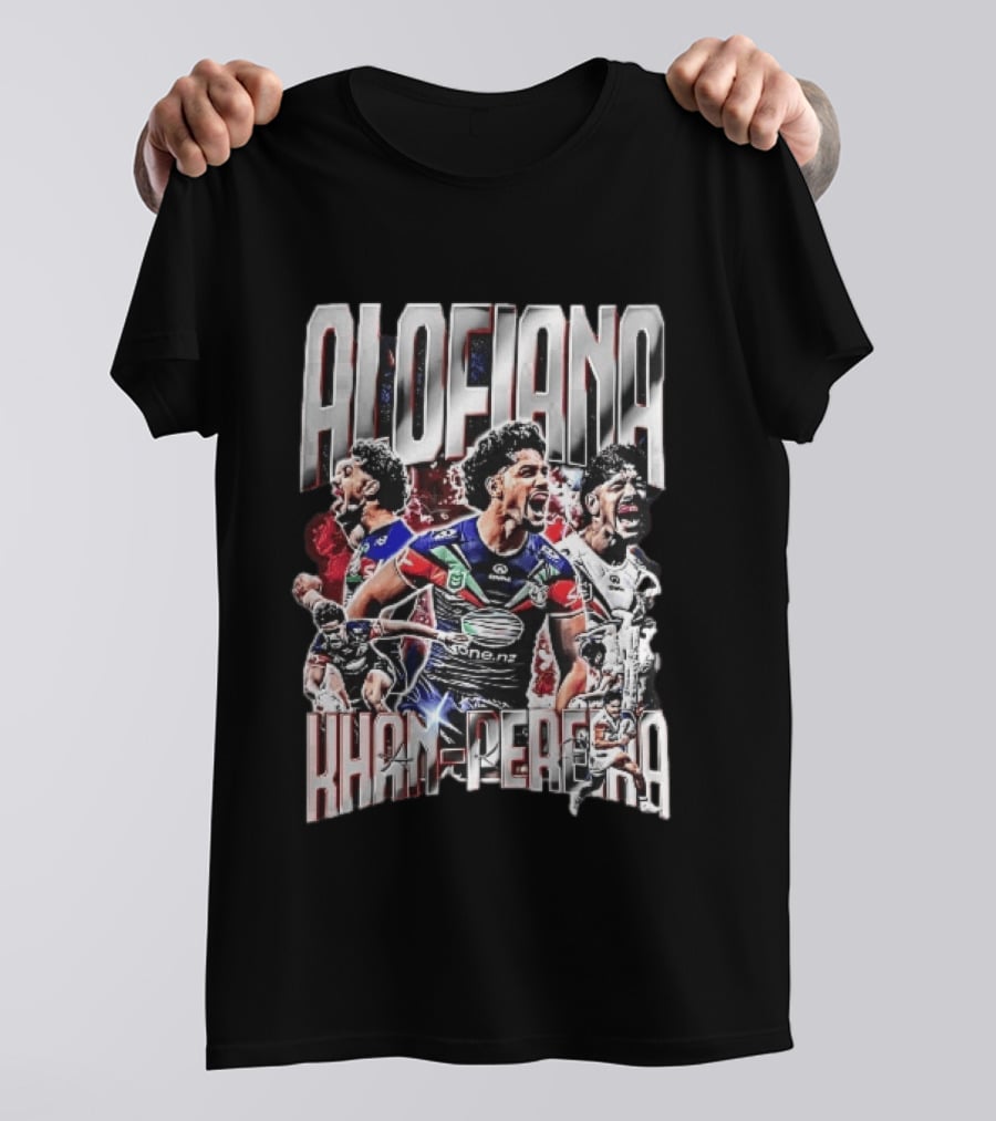 Alofiana Khan Pereira Rugby Action Collage Bootleg One New Zealand Warriors T-Shirt