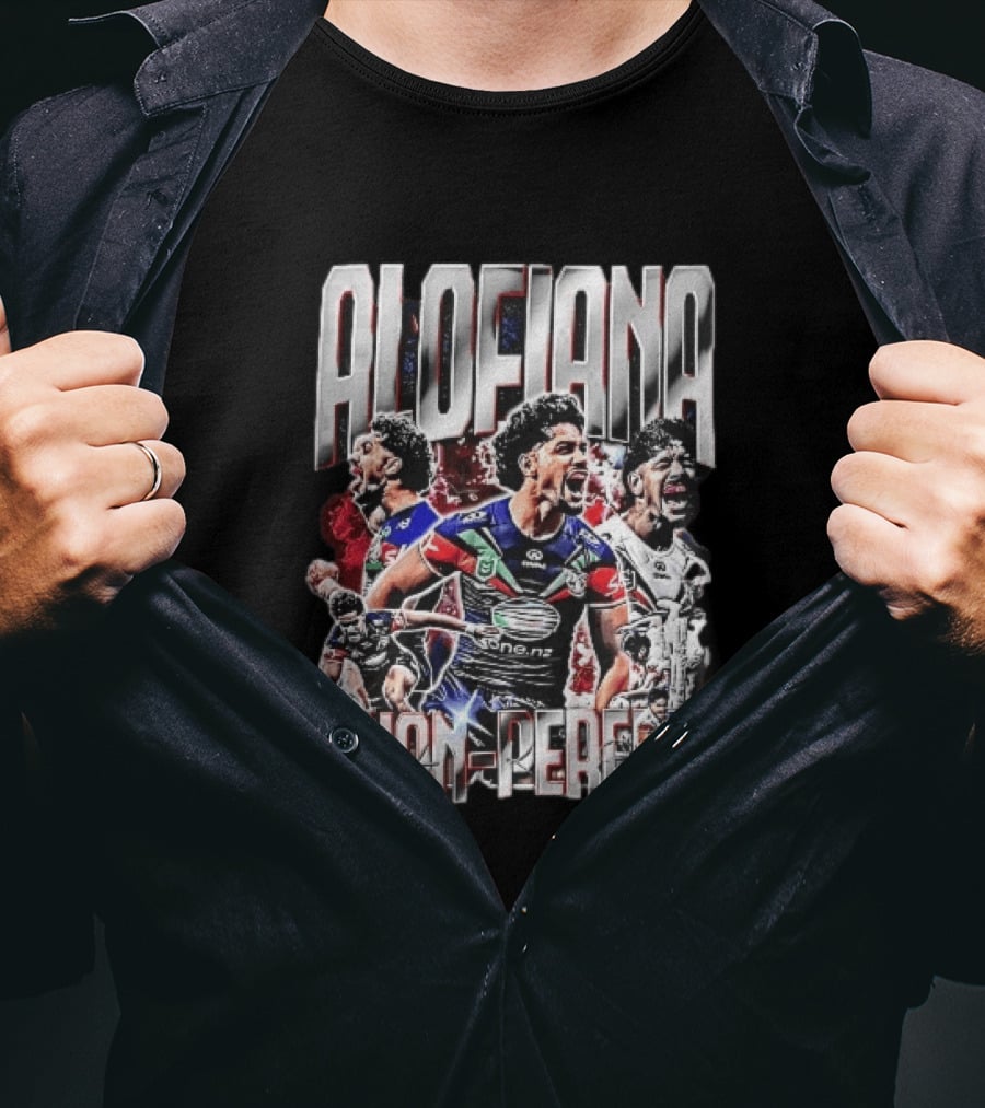 Alofiana Khan Pereira Rugby Action Collage Bootleg One New Zealand Warriors T-Shirt