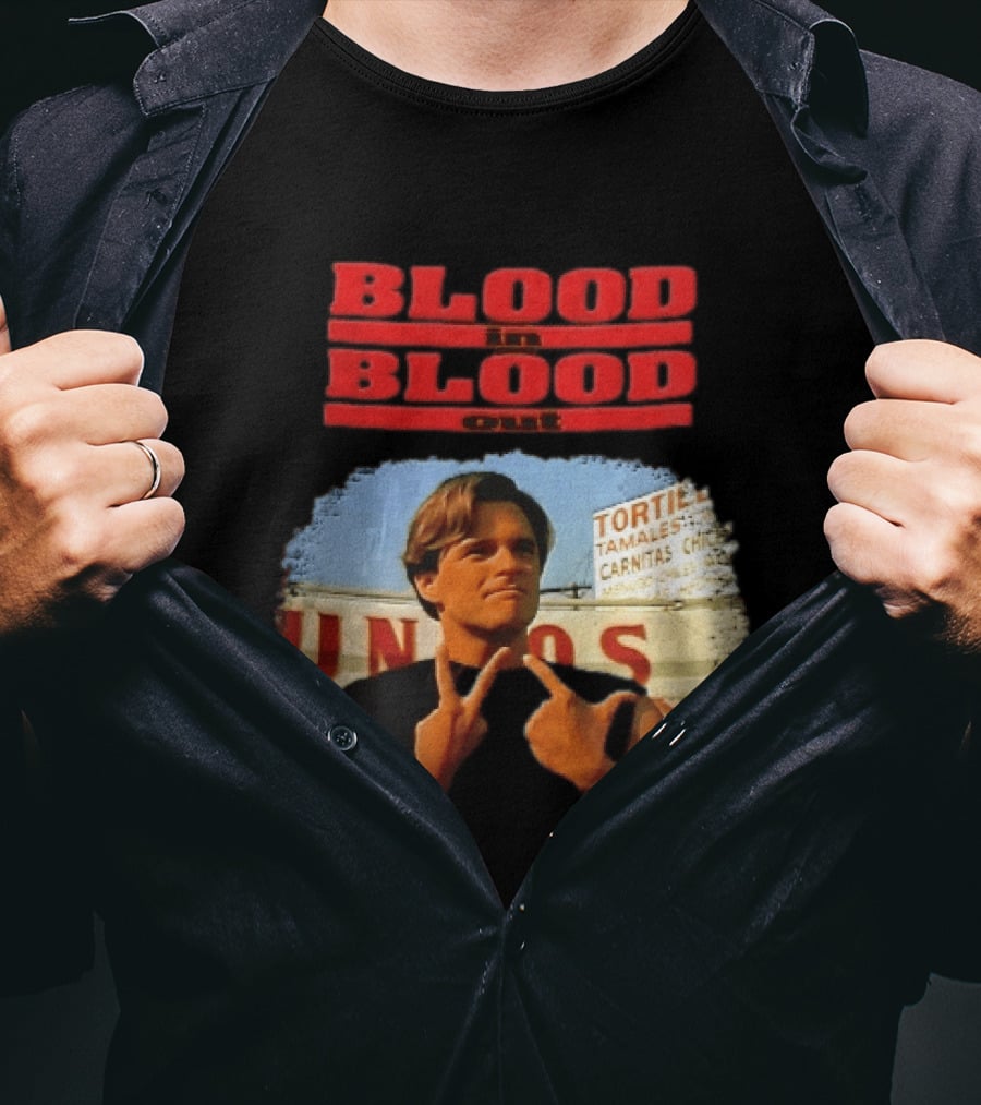 Blood In Blood Out Hand Gesture Tortillas Tamales Carnitas Image T-Shirt