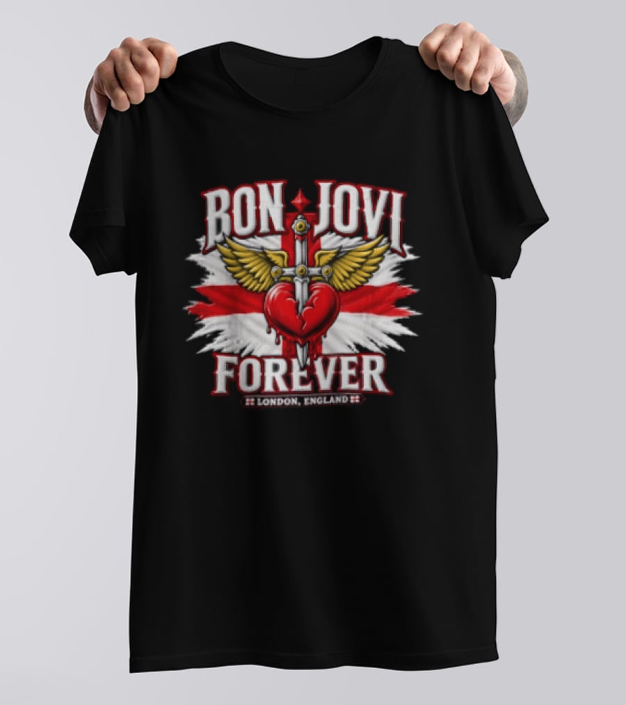 Bon Jovi Forever London England Wings And Sword T-Shirt