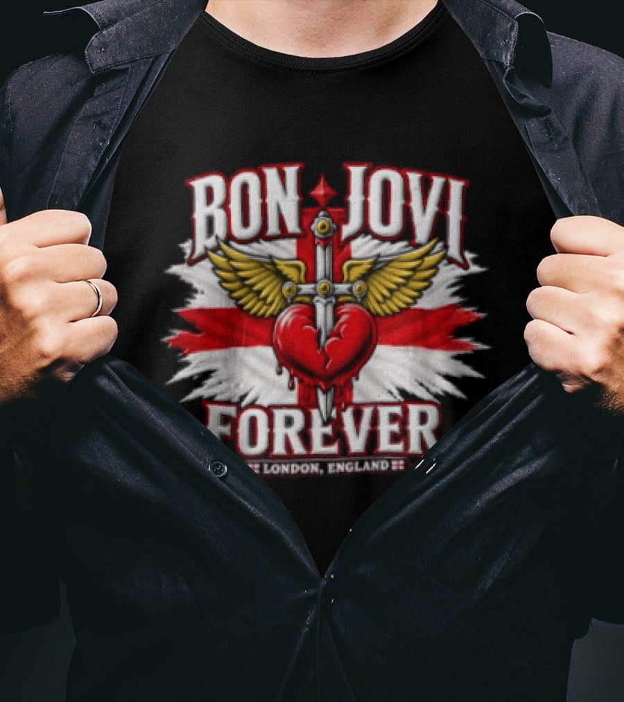 Bon Jovi Forever London England Wings And Sword T-Shirt