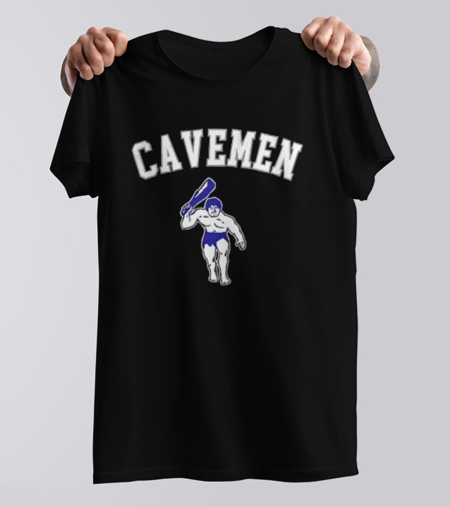 Cavemen Muscular Prehistoric Man Holding Wooden Club T-Shirt