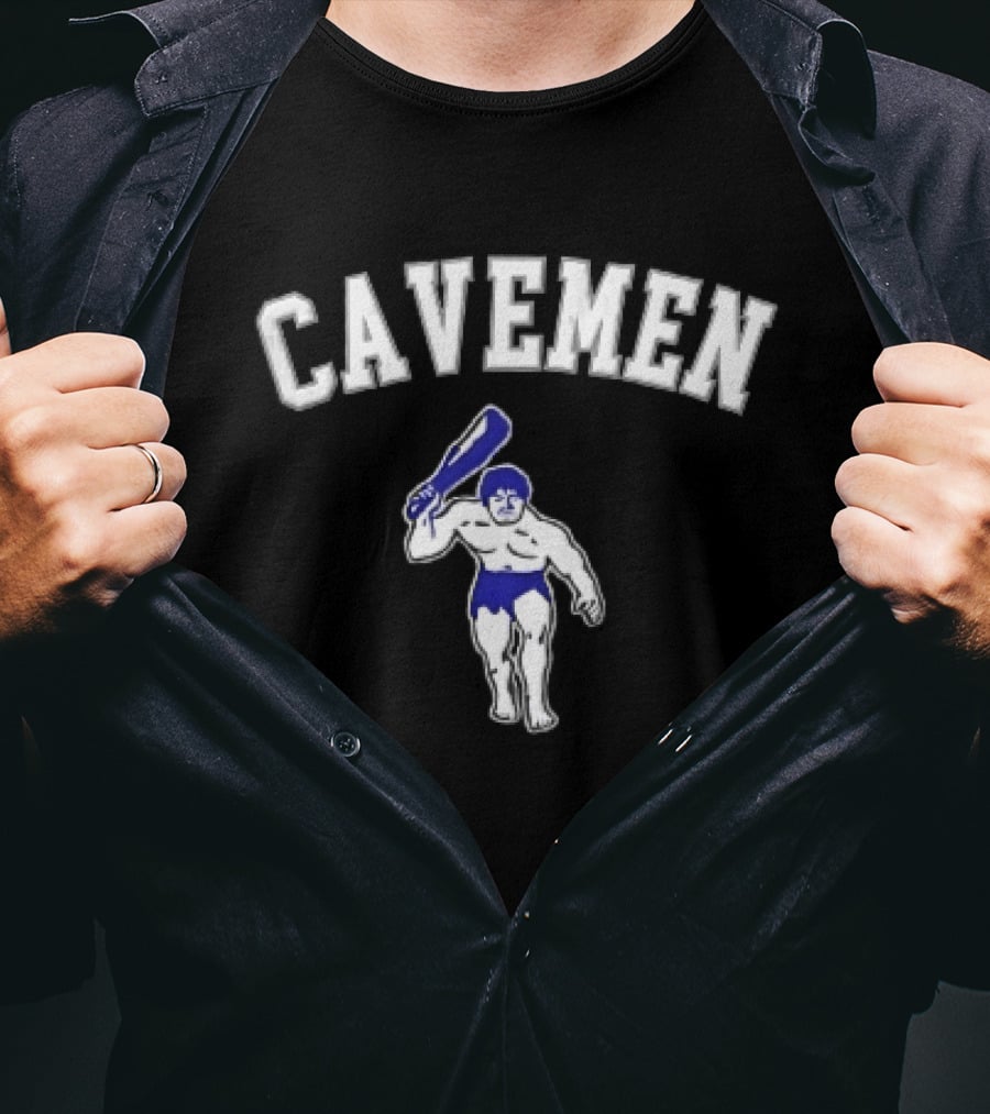 Cavemen Muscular Prehistoric Man Holding Wooden Club T-Shirt