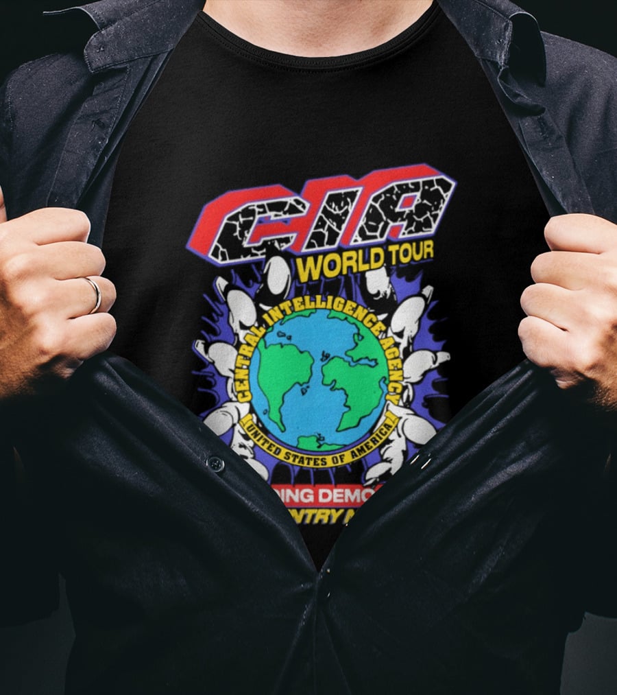 CIA World Tour Spreading Democracy To A Country Near You Earth Map T-Shirt