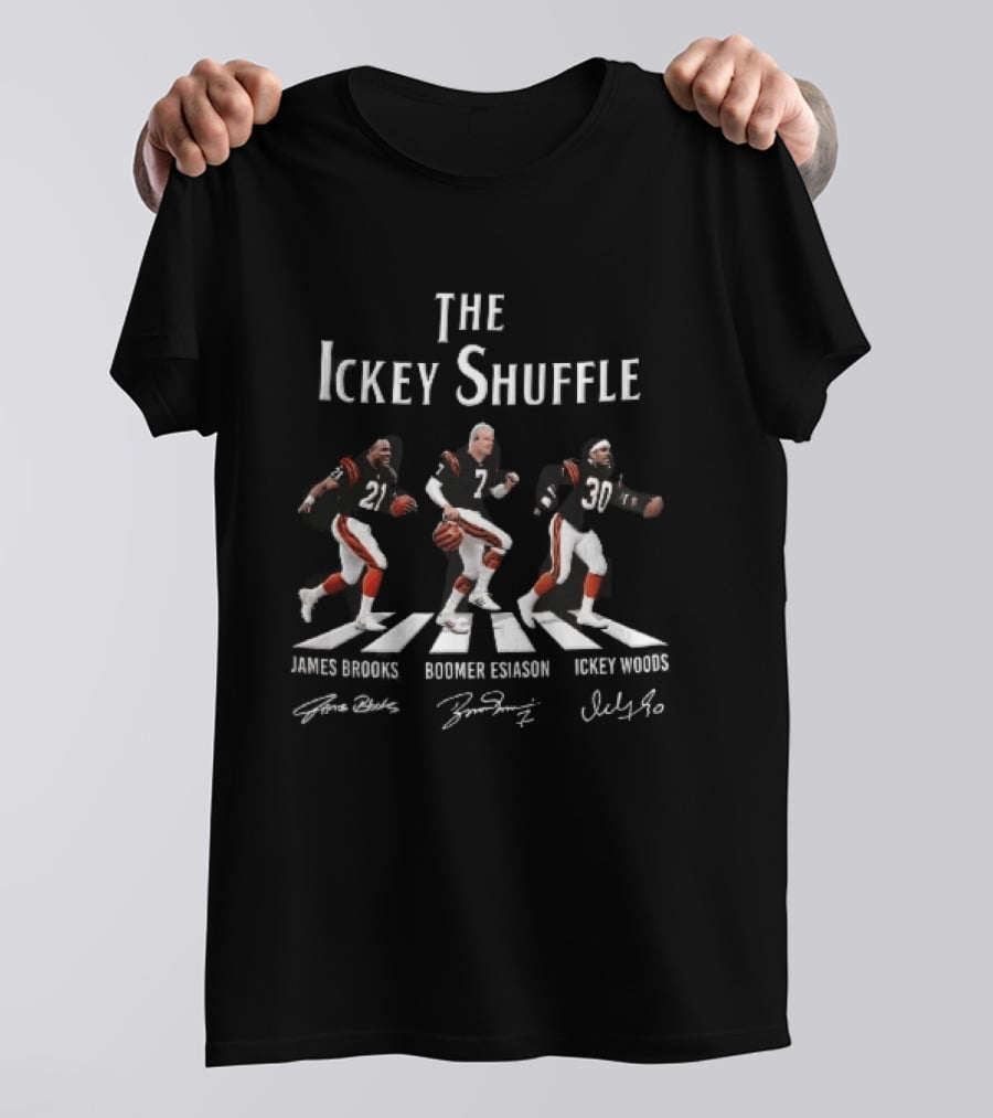 Cincinnati Bengals The Ickey Shuffle James Brooks Boomer Esiason Woods Players Signatures T-Shirt