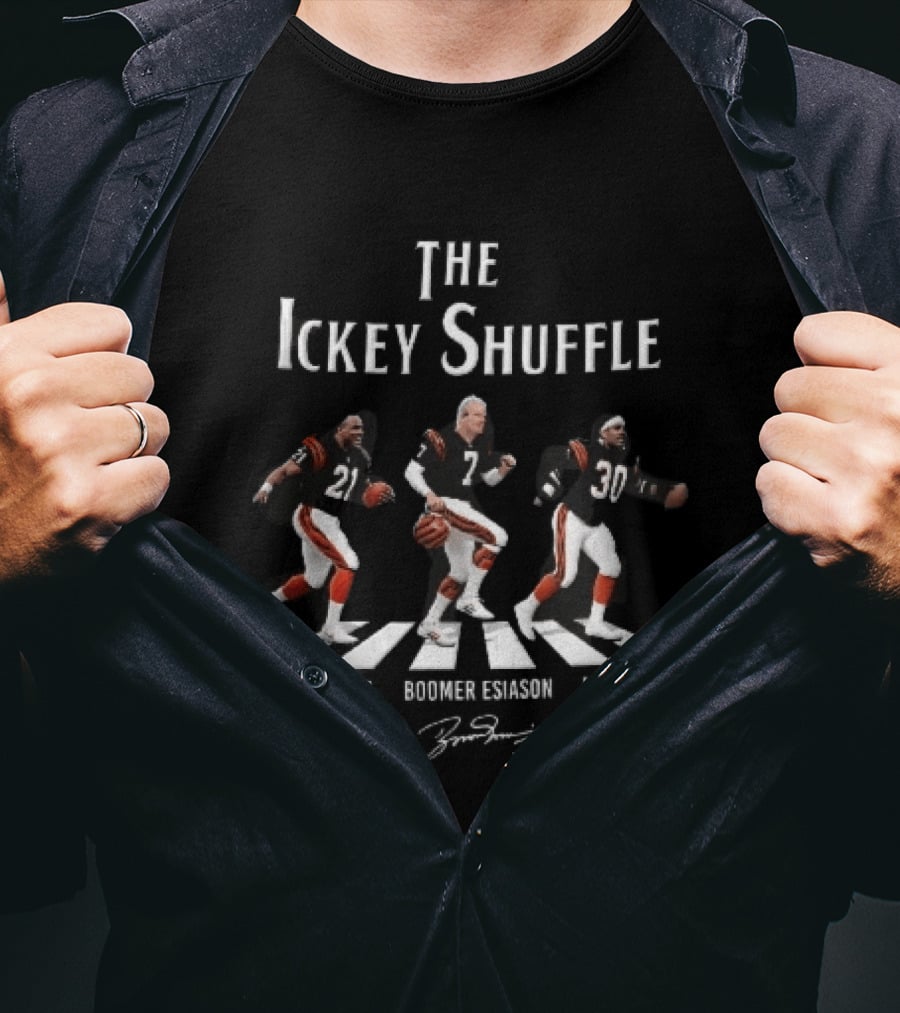 Cincinnati Bengals The Ickey Shuffle James Brooks Boomer Esiason Woods Players Signatures T-Shirt