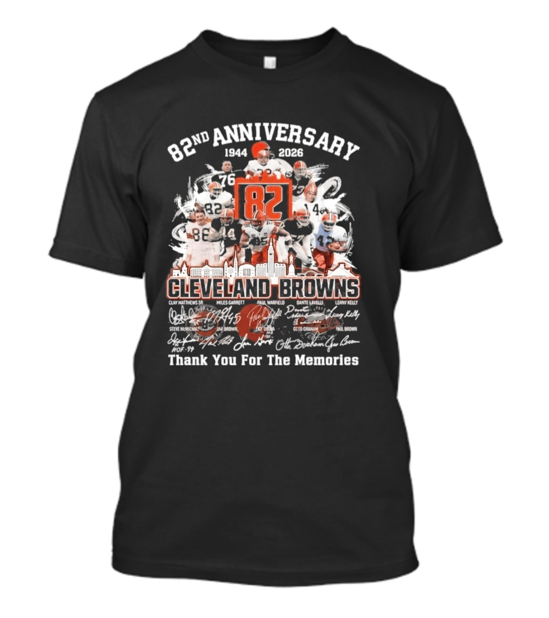 Cleveland Browns 82nd Anniversary 1944 2026 Thank You For The Memories Signatures T-Shirt