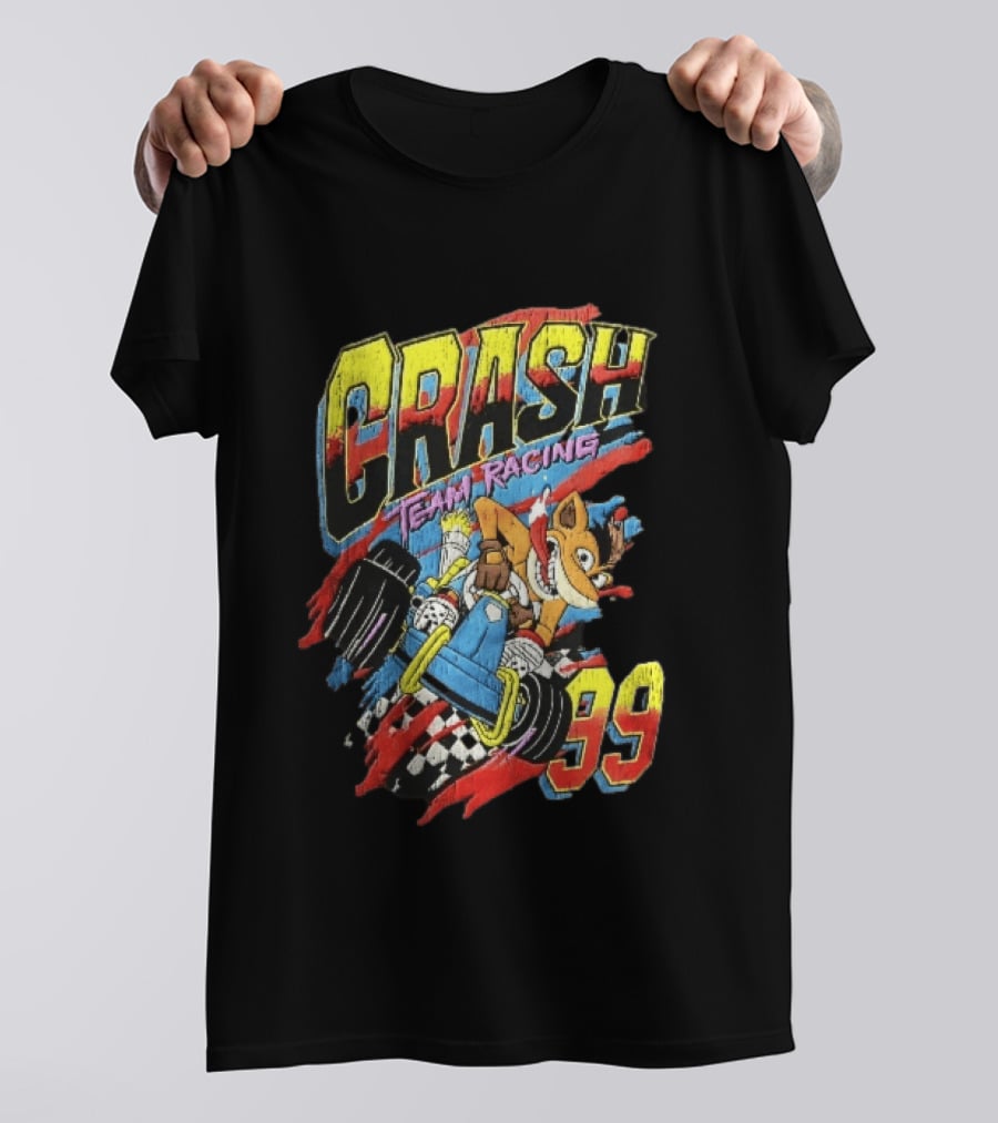 Crash Team Racing 99 Cartoon Bandicoot Go Kart Distressed T-Shirt